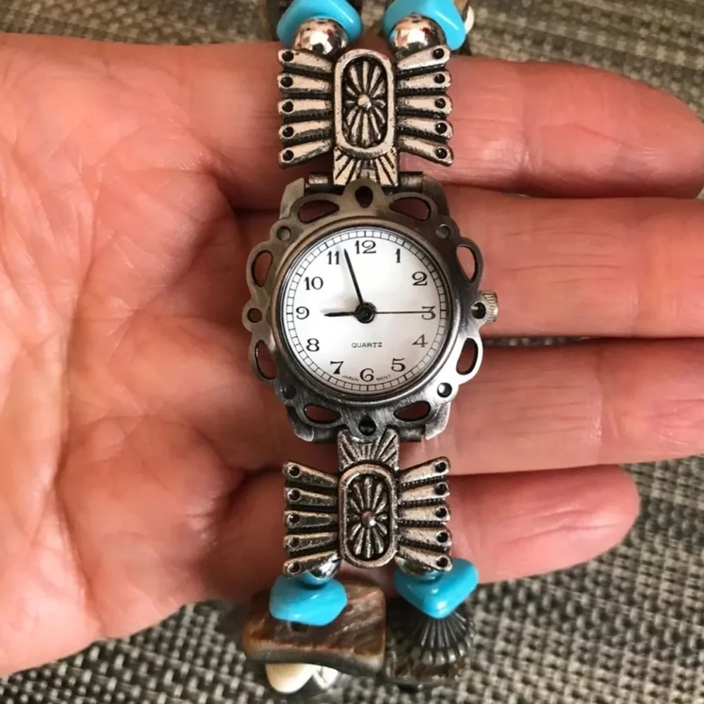 Southwestern Design Watch with Charms Beads 7.5”